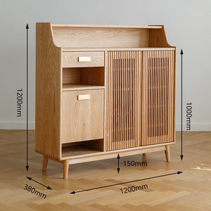 <span class=keywords><strong>Zapatero</strong></span> Nórdico de Madera Maciza de Gran Capacidad, Banco para Cambio de Zapatos de Madera de <span class=keywords><strong>Cerezo</strong></span>, Rejilla de Roble Integrada, Almacenamiento Transpirable - Product Image 2