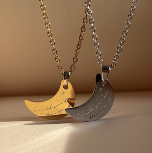 Collana Jietao personalizzata con incisione <span class=keywords><strong>a</strong></span> luna, catena <span class=keywords><strong>a</strong></span> serpente in acciaio inossidabile, ciondolo <span class=keywords><strong>a</strong></span> mezzaluna, gioiello romantico resistente all'ossidazione - Product Image 2