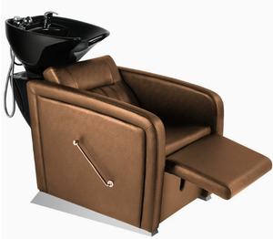 Fauteuil de lavage de cheveux semi-inclinable de style rétro pour salon de coiffure et institut de beauté, avec système de remplissage d'eau - Product Image 5