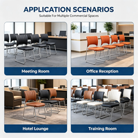 Silla de Conferencia Ergonómica Apilable de Cuero PU, Base Resistente, Sillas para Visitantes, para Iglesia, Oficina, Sala de Reuniones