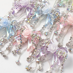 Catena di <span class=keywords><strong>perline</strong></span> acriliche con strass e fiocco a nappa lunga fai da te, per creazione di gioielli, accessori all'ingrosso per penne e borse - Product Image 3