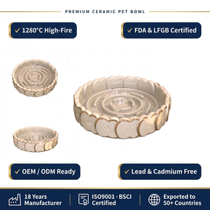 Bols en céramique personnalisés pour chiens, antidérapants, larges et peu profonds, pour l'alimentation lente, bol à lécher en céramique pour chiens, anti-ballonnements et anti-étouffement - Product Image 1