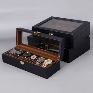 Caja de almacenamiento para relojes, estuche de cuero negro con 20 ranuras y 12 ranuras y 10 ranuras para coleccionistas, caja de almacenamiento para relojes con almohada, venta al por mayor - Product Image 3