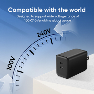 Draagbare 65W Gan Oplader Snel Opladen Dual Usb C <span class=keywords><strong>3</strong></span> Poorten Muur Reisadapters Pd <span class=keywords><strong>3</strong></span>.0 Voedingsadapter Met 5V/3a Uitgang - Product Image 5