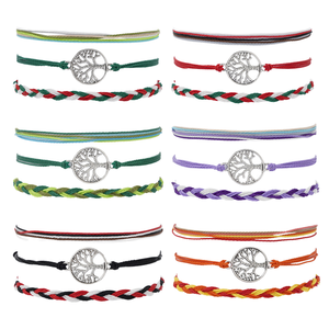 Para <span class=keywords><strong>Amazon</strong></span> Venta caliente Hecho a mano Tejido Estilo étnico Pulsera Colorido Árbol DE LA VIDA Encanto Pulsera - Product Image 1