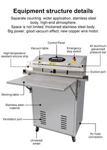 גודל גדול אנכי משאבה חיצונית אנכיים משאבת אוויר saluatic מונע איטום מכונת אריזת ואקום מתנפחים מכונת אריזת ואקום מתנפחים - Product Image 2