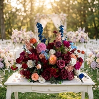 Bunga DBurgundy Merah Tua untuk Dekorasi Pernikahan, Bola Bunga Pernikahan Buatan, Rangkaian Bunga Hydrangea
