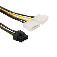 Adaptador convertidor Dual Molex de 4 pines a 8 pines PCI-E Express para tarjetas de ordenador de Gráficos de Vídeo NVIDIA GeForce Gigabyte Sapphire