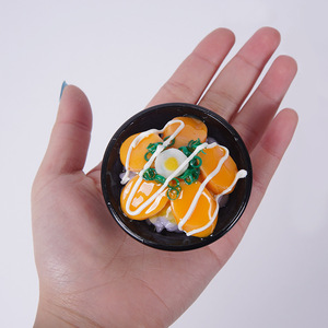 Realistic food-themed rice bowl pendant, <b>fun</b> food toy <b>bag</b>/keychain charm, dropshipping available, 6.5cm curry rice. - Product Image 4