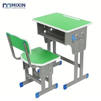 Ensemble bureau et chaise pour étudiant, réglable en hauteur, en MDF, plateau vert, mobilier scolaire, structure métallique, table et chaise de classe