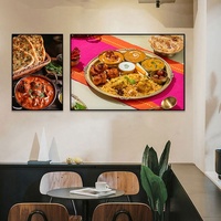Restoran Makanan India Asia Tenggara Dekorasi Gantung Bingkai Aluminium Kontemporer Hitam Lukisan Dinding Poster Nasi Kari