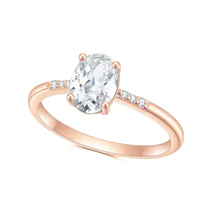 Ol0922 anel atacado 925 de prata esterlina, joias do infinito 6x8 grande moissanite diamante pedra anel
