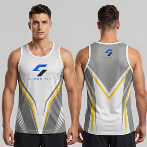 Débardeur sans manches pour homme Storm Fit, impression sublimée, 100 % polyester, séchage rapide, col rond, vêtements de sport pour la gym et les entraînements - Product Image 1