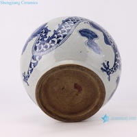 RZFB46-A Jingdezhen TRADISIONAL seri biru dan putih pola naga dekorasi rumah pot keramik