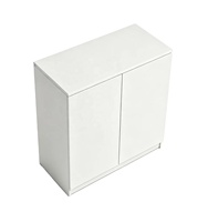 Armoire de rangement de bureau en panneaux de particules E0, revêtement mélaminé Schattdecor, bordure en PVC, serrure à combinaison, blanc, deux portes