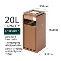 Poubelle rectangulaire de luxe en acier inoxydable avec cendrier intégré, design classique sur pied pour hall d'hôtel, bureau, centre commercial