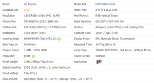Mô-đun <span class=keywords><strong>LCD</strong></span> y tế LG LB270WFM-SLA1 27 "IPS 2560x1440 EDP cho thiết bị X quang-Nhà cung cấp LCM - Product Image 6