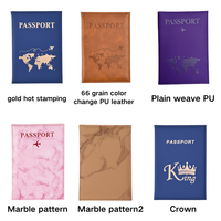 Logotipo personalizado patrón de mármol moda PU cuero tarjetero barato viaje pasaporte cubierta manga