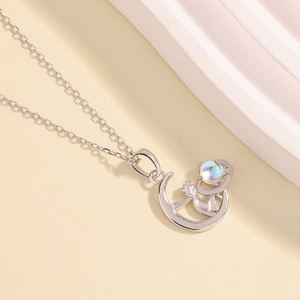 Platinum Plated Opal Princess and Fox Charm Pendant Couple Necklace for Men Women Couple Clavicle <b>Chain</b> Valentine Day Gift - Product Image 3