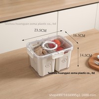 Boîte de rangement alimentaire scellée en plastique portable avec compartiments de grande capacité et séparateur de drainage pour réfrigérateur