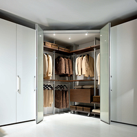 Dressing moderne minimaliste réglable en MDF avec portes vitrées, directement de l'usine, pour hôtel et appartement