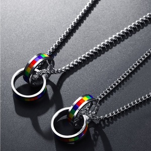 클래식 로마 숫자 목걸이 도매 게이 프라이드 레인보우 목걸이 스테인리스 스틸 LGBT 우정 목걸이 - Product Image 4