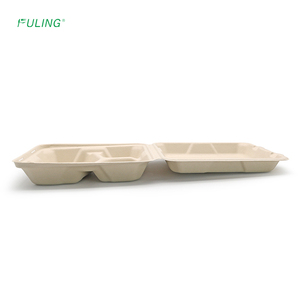 Fuling pfas miễn phí cấp thực phẩm sinh thái thân thiện bã mía 3 ngăn 8 "9" inch để đi hộp đựng thức ăn dùng một lần lấy ra Hộp thực phẩm - Product Image 3