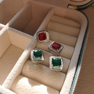 Konal Jewelry Einfache einfache quadratische Rubin ohrringe Ohr stecker aus 925er Sterling silber Hauptstein 6*6MM - Product Image 2