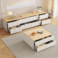 Meuble TV multifonctionnel moderne en bois massif de style français, table basse modulable pour salon, idéal pour petits espaces domestiques