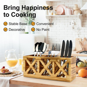 Wooden cutlery rack, kitchen chopstick holder, silverware holder, knife and fork storage <b>box</b>, breathable drying and draining - Product Image 2