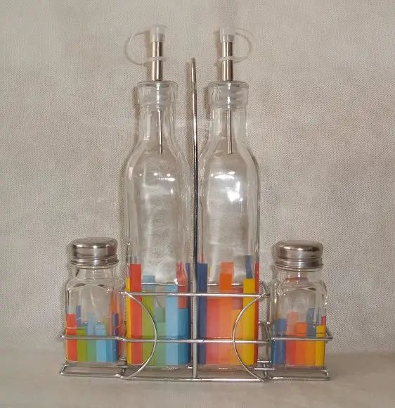 5 pièces/ensemble ensembles de condiments verre Cruet salière et poivrière vinaigre et huile/cure-dents bouteille