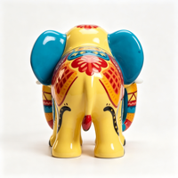 Figurine d'éléphant colorée en résine avec trompe décorée, OEM ODM, logo personnalisé, taille et couleur au choix pour la maison, le bureau, l'étagère, la décoration ou comme cadeau