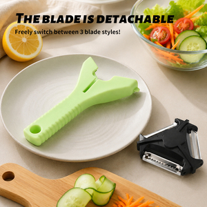 Éplucheur-râpeur triangulaire manuel multifonction 3-en-1 en acier inoxydable robuste pour légumes, vente en gros - Product Image 2