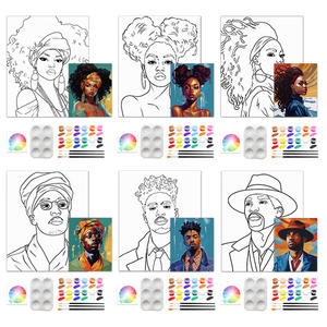 ชุดภาพวาดบนผ้าใบสำเร็จรูป Panwenbo ขนาด 8x10 นิ้ว สำหรับผู้ใหญ่ ชุดอุปกรณ์วาดภาพสำเร็จรูปสำหรับงานศิลปะ งานประดิษฐ์ และงาน Sip and Paint - Product Image 1