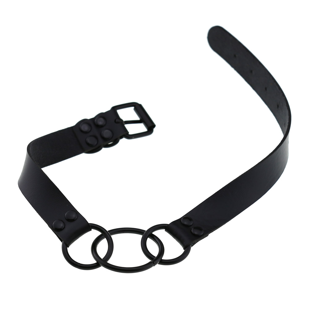 Goth Leather Black Choker Sexy Women Metal O Ring Collar Bondage Necklace