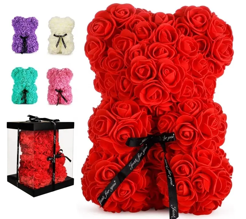 Heiße handgemachte voll zusammen gebaute Blume Bär Rose Teddybär Valentinstag Jubiläen Geschenke Rose Teddybär Bestes Geschenk