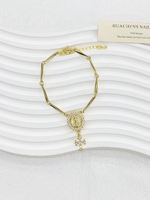 Bracelet ajustable en cuivre avec mini-breloques en émail en forme de crème glacée et perles de verre bleues, vente en gros pour cadeau