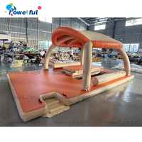 Île flottante gonflable pour fête avec auvent pare-soleil, plateforme pour fête aquatique