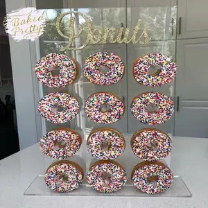 Soporte de Exhibición de Acrílico Transparente para Boda, Soporte Redondo para Postre de Pared para Donut, Estante de Exhibición Acrílico de Escritorio para Fiesta de Cumpleaños