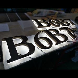 Enseigne d'Extérieur Lumineuse 3D en Métal Nickel Brossé <span class=keywords><strong>de</strong></span> 12 Pouces Rétro-Éclairé en Acier Inoxydable, Laiton Flottant, LED Moderne, Numéro <span class=keywords><strong>de</strong></span> Maison - Product Image 6