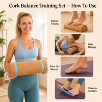 Planche d'équilibre et kit d'entraînement en liège pour le yoga avec colonne de massage, design demi-rond 10x30cm, logo laser