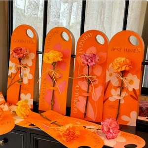 Impresión offset cartón ramo de flores embalaje soporte de exhibición <span class=keywords><strong>tarjeta</strong></span> con logotipo de marca regalo <span class=keywords><strong>Tarjeta</strong></span> de embalaje Color naranja - Product Image 3
