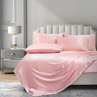 Ensemble de draps en satin rose soyeux blush luxueux pour hôtel ensemble de draps en satin drap de lit en polyester satin lisse