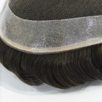 Los Angeles mâle prothèse de cheveux humains meilleur toupet dentelle avec Poly autour de remplacement de cheveux