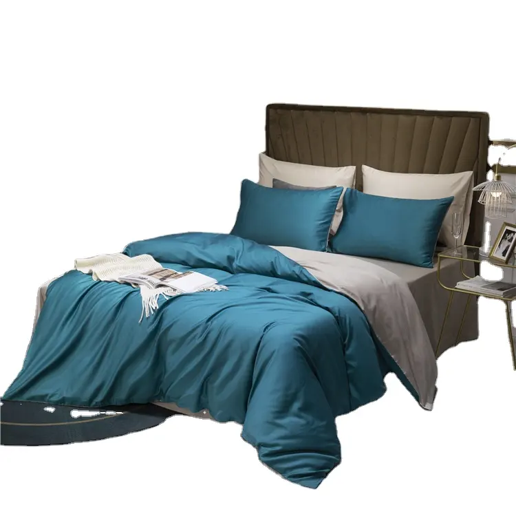 Hoch dichtes, langes, einfarbiges Bettlaken-Bettwäsche set aus 100% Baumwolle