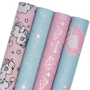 Custom Unicorn Stars <b>Pattern</b> Recyclable PE Coated Double-Sided Art <b>Paper</b> Roll 100GSM Eco-Friendly Gift Craft <b>Paper</b> Digital - Product Image 1