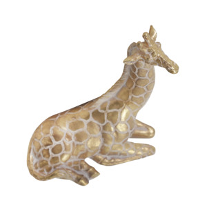 Scultura di Giraffa Seduta in Resina con Finitura Dorata, Decorazione per Casa e Ufficio, Elemento d'Accento per Mensole e Tavolini - Product Image 4