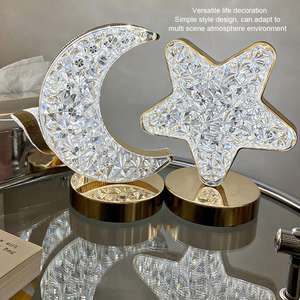 <b>Novelty</b> LED Desk <b>Lamp</b> Moon Star Rechargeable Metal Crystal Touch 3 Colors Night Light for Bedside Atmosphere Decor <b>Table</b> <b>Lamp</b> - Product Image 4
