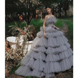 S3590R 2025 New Trailing Cake Skirt Sexy Fluffy fairy Evening <b>Dress</b> - Product Image 3