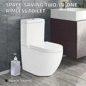 WC à double chasse, sans bride, en céramique, deux pièces, gain de place, design moderne, pour usage hôtelier - Product Image 2